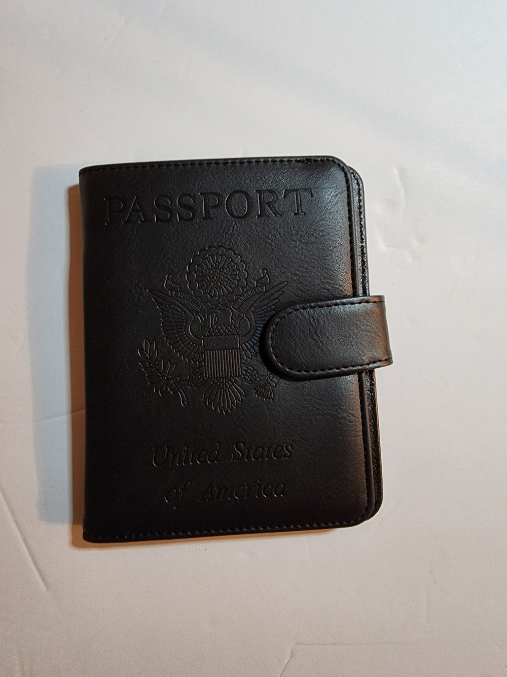 Black Passport Holder Wallet with Snap Closure